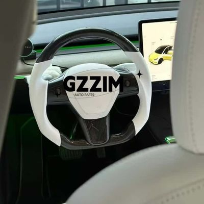 Hot Selling Black & White Carbon Fiber Car Steering Wheel for Tesla Model 3 Model Y